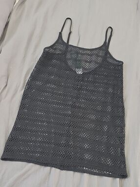 Women's Black Crochet Swim Cover